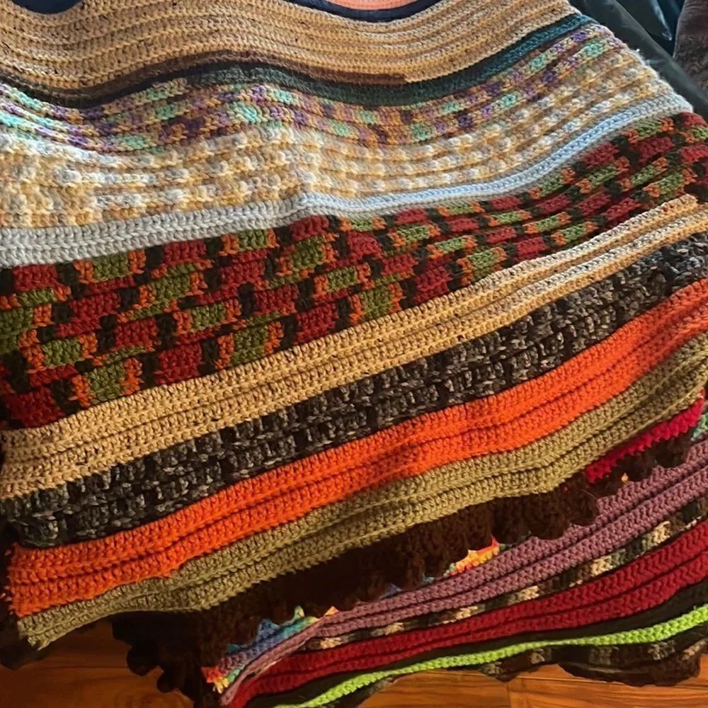 Hand Crocheted Multi-Color Throw - Picture 4 of 7